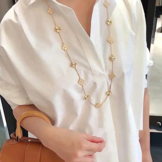 [⭐Luxery]CLOVER 20 MOTIFS LASER DIAMOND NECKLACE