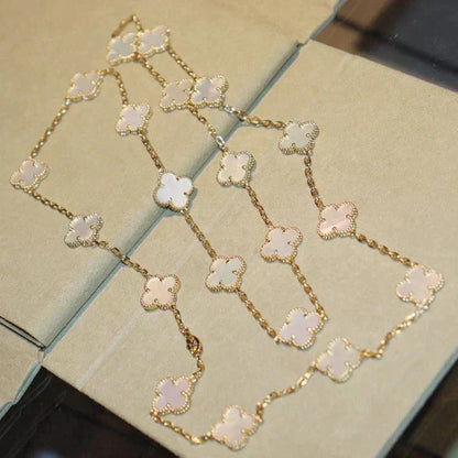 [⭐Luxery]CLOVER 20 MOTIFS WHITE MOP NECKLACE