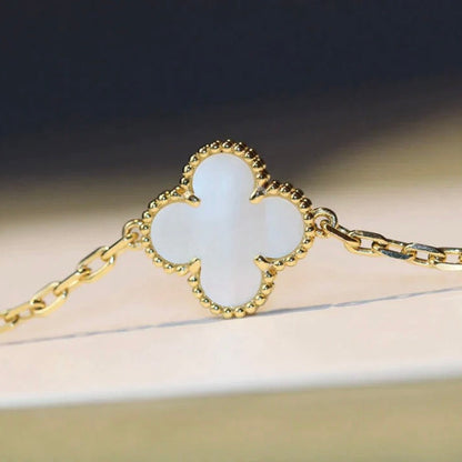 [⭐Luxery]CLOVER 20 MOTIFS WHITE MOP NECKLACE