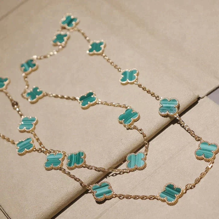 [⭐Luxery]CLOVER 20 MOTIFS MALACHITE GOLD