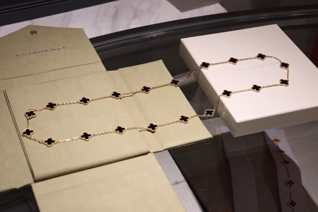 [⭐Luxery]CLOVER 20 MOTIFS ONYX ROSE GOLD