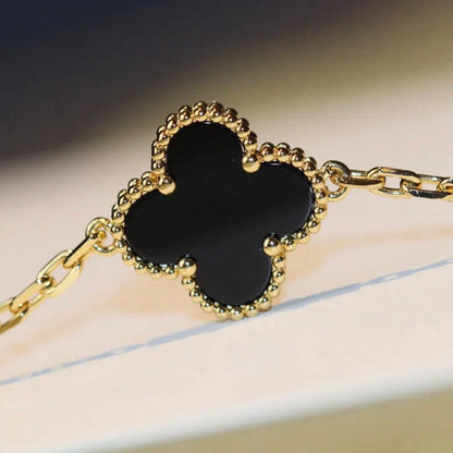[⭐Luxery]CLOVER 20 MOTIFS ONYX NECKLACE