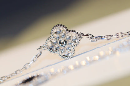 [⭐Luxery]CLOVER 20 MOTIFS ONYX DIAMOND SILVER
