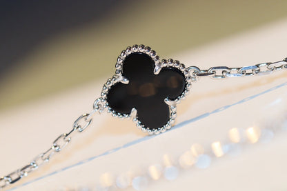 [⭐Luxery]CLOVER 20 MOTIFS ONYX DIAMOND SILVER
