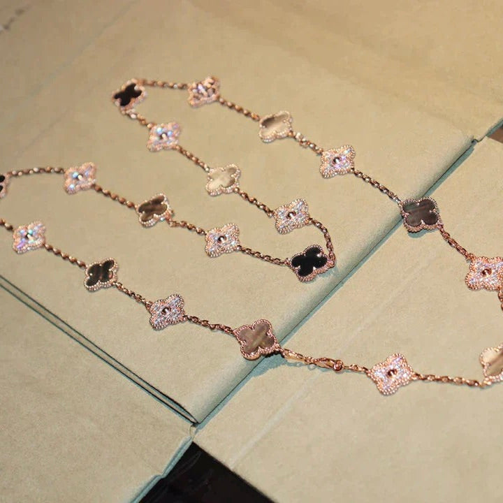 [⭐Luxery]CLOVER 20 MOTIFS DARK MOP DIAMOND  NECKLACE