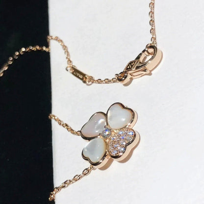[⭐Luxery]CLOVER MOP DIAMOND ROSE GOLD NECKLACE