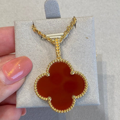 [⭐Luxery]CLOVER 25MM NECKLACE GOLD CARNELIAN