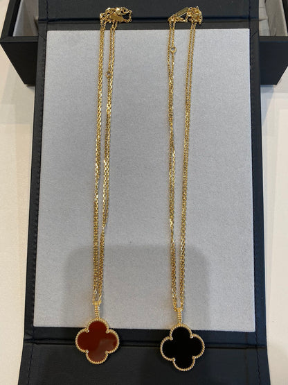 [⭐Luxery]CLOVER 25MM NECKLACE GOLD CARNELIAN