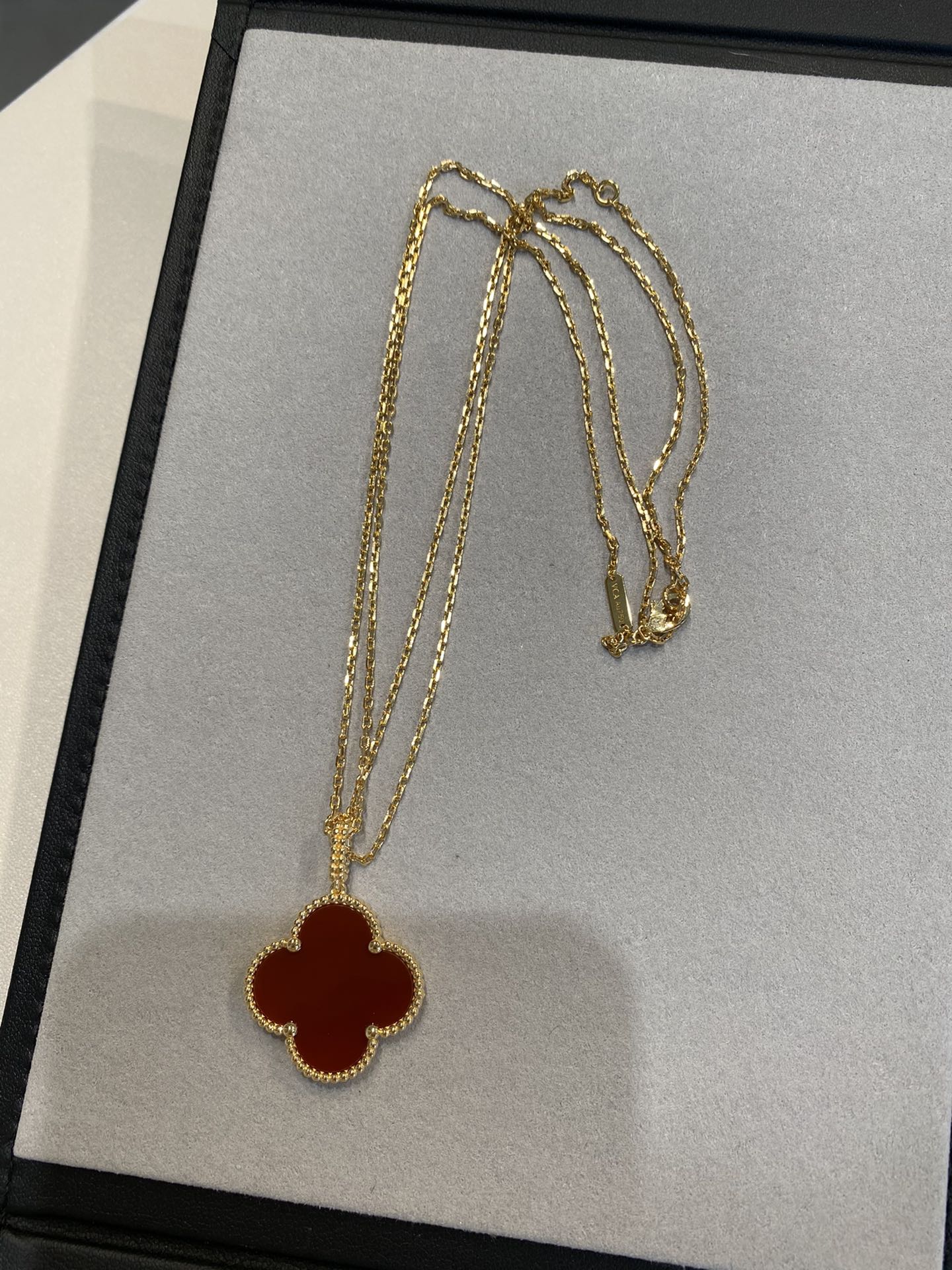 [⭐Luxery]CLOVER 25MM NECKLACE GOLD CARNELIAN