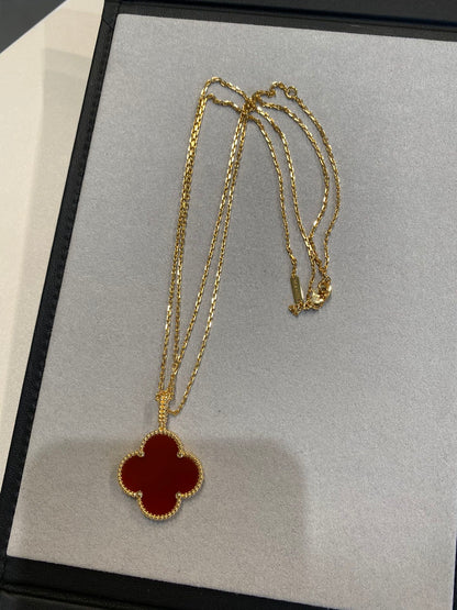 [⭐Luxery]CLOVER 25MM NECKLACE GOLD CARNELIAN