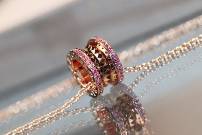 [⭐Luxery]ZERO 1 ROCK PINK GOLD PINK DIAMOND NECKLACE