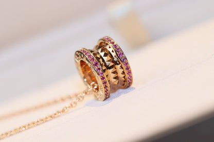 [⭐Luxery]ZERO 1 ROCK PINK GOLD PINK DIAMOND NECKLACE