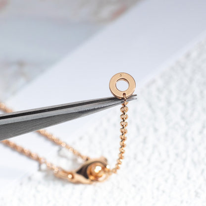 [⭐Luxery]ZERO 1 WHITE CERAMIC PINK GOLD DIAMOND NECKLACE