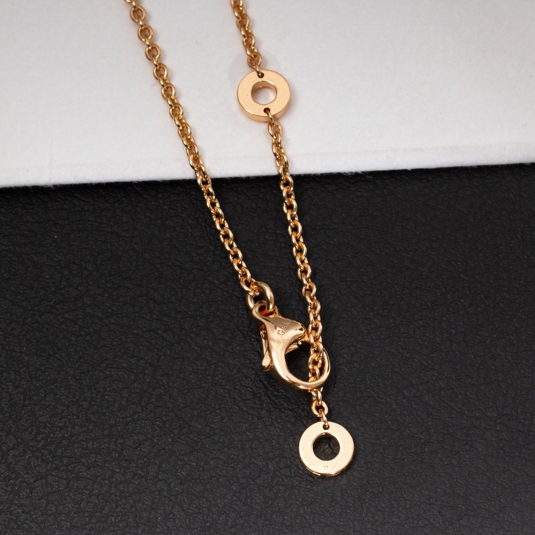 [⭐Luxery]ZERO 1 WHITE CERAMIC PINK GOLD DIAMOND NECKLACE