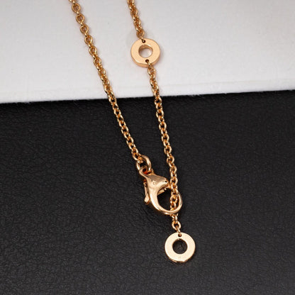 [⭐Luxery]ZERO 1 WHITE CERAMIC PINK GOLD DIAMOND NECKLACE