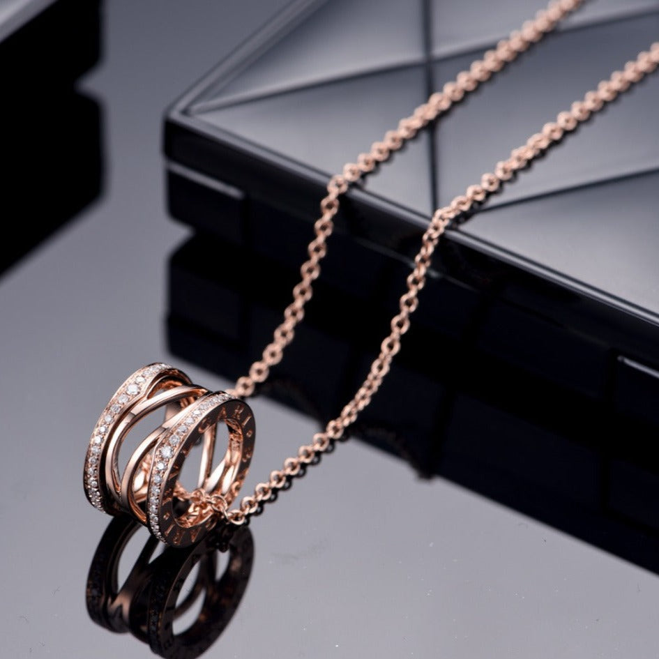 [⭐Luxery]ZERO 1 PINK GOLD DIAMOND OPEN NECKLACE