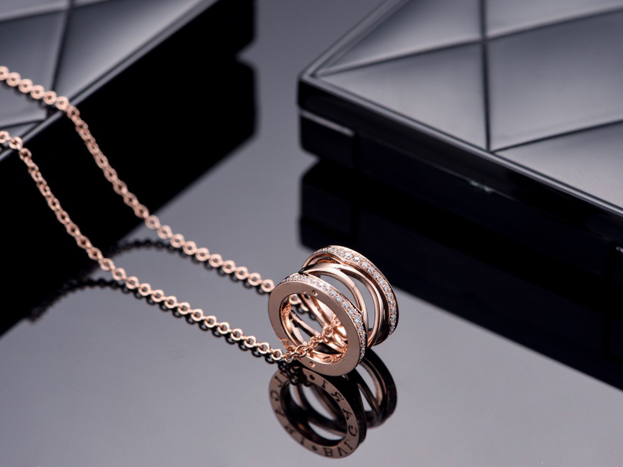 [⭐Luxery]ZERO 1 PINK GOLD DIAMOND OPEN NECKLACE