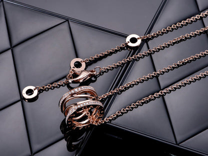[⭐Luxery]ZERO 1 PINK GOLD DIAMOND OPEN NECKLACE