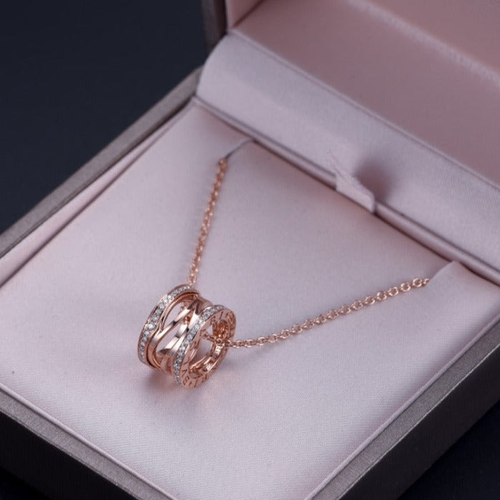 [⭐Luxery]ZERO 1 PINK GOLD DIAMOND OPEN NECKLACE