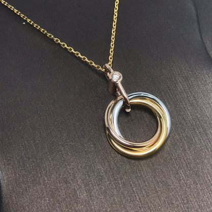 [⭐Luxery]TRINITY SILVER GOLD PINK GOLD NECKLACE