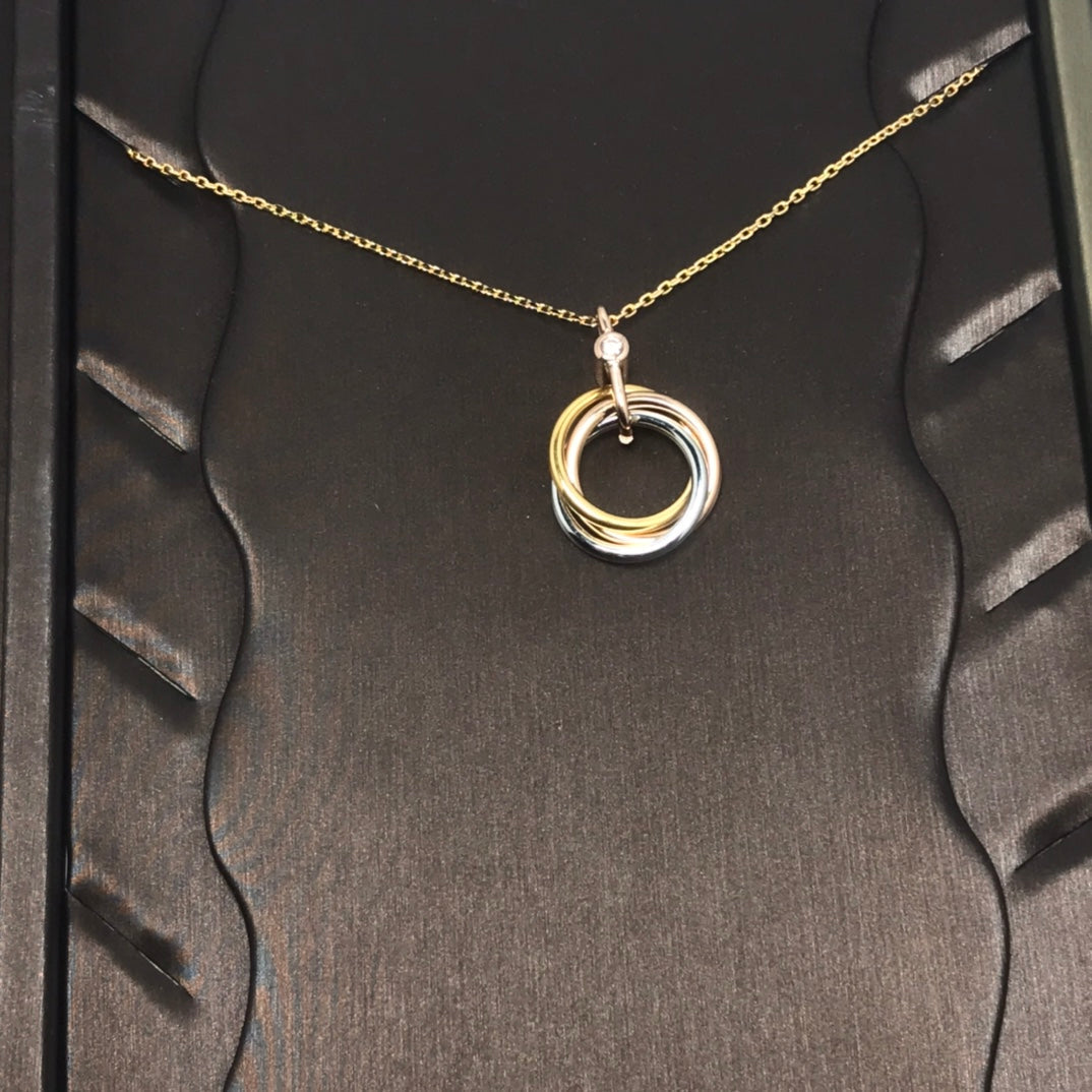 [⭐Luxery]TRINITY SILVER GOLD PINK GOLD NECKLACE