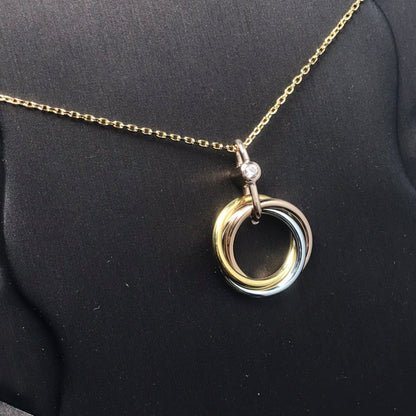 [⭐Luxery]TRINITY SILVER GOLD PINK GOLD NECKLACE