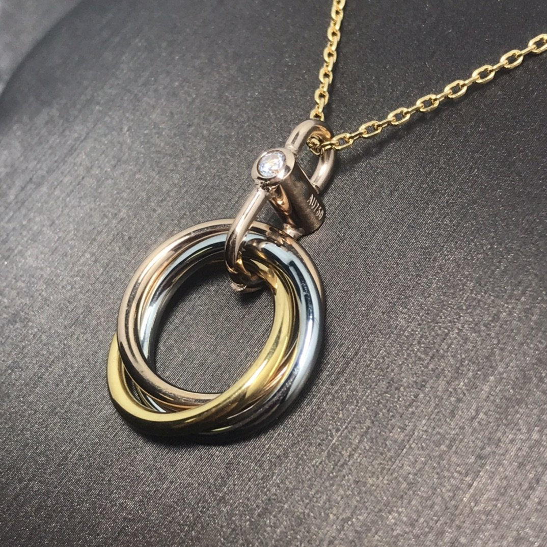 [⭐Luxery]TRINITY SILVER GOLD PINK GOLD NECKLACE