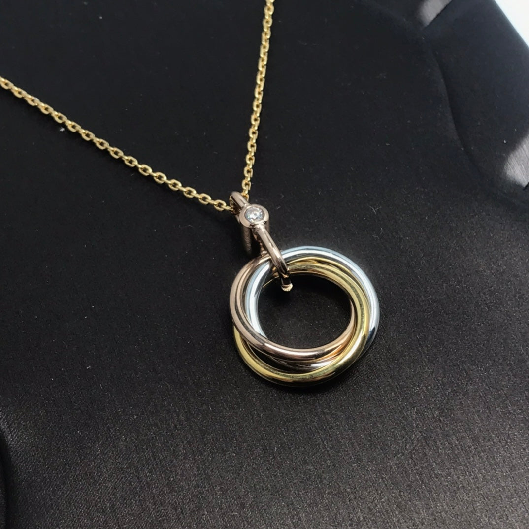 [⭐Luxery]TRINITY SILVER GOLD PINK GOLD NECKLACE
