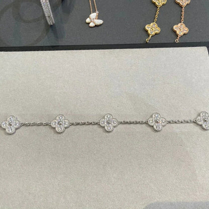 [⭐Luxery] CLOVER 5 MOTIF FULL DIAMOND BRACELET COLLECTION