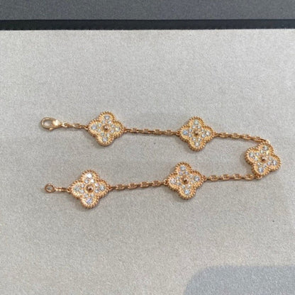 [⭐Luxery] CLOVER 5 MOTIF FULL DIAMOND BRACELET COLLECTION