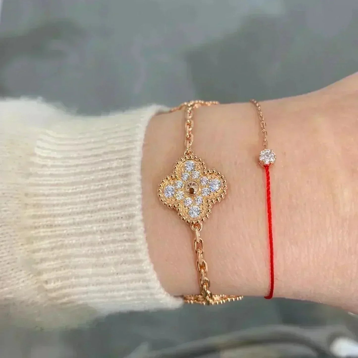 [⭐Luxery] CLOVER 5 MOTIF FULL DIAMOND BRACELET COLLECTION