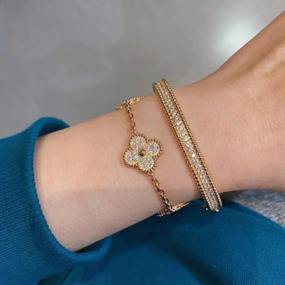 [⭐Luxery] CLOVER 5 MOTIF FULL DIAMOND BRACELET COLLECTION