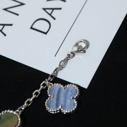 [⭐Luxery]CLOVER BRACELET 5 MOTIFS MOP CHALCEDONY SILVER