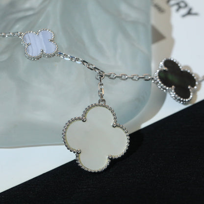 [⭐Luxery]CLOVER BRACELET 5 MOTIFS MOP CHALCEDONY SILVER