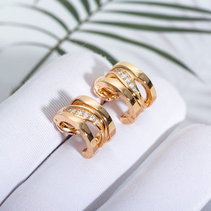 [⭐Luxery]ZERO 1 PINK GOLD DIAMONDS EARRINGS