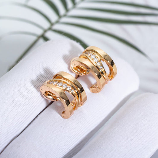 [⭐Luxery]ZERO 1 PINK GOLD DIAMONDS EARRINGS