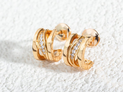 [⭐Luxery]ZERO 1 PINK GOLD DIAMONDS EARRINGS
