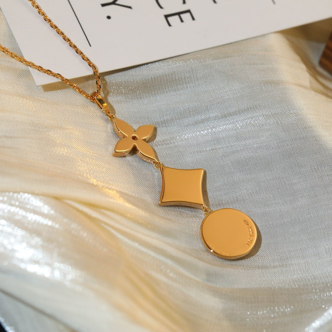 [⭐Luxery]STAR AND SUN DIAMOND PINK GOLD NECKLACE