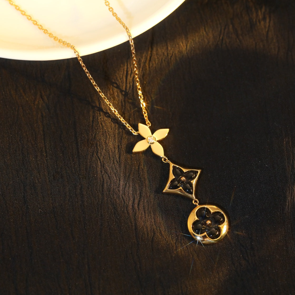 [⭐Luxery]STAR AND SUN ONYX PINK GOLD NECKLACE