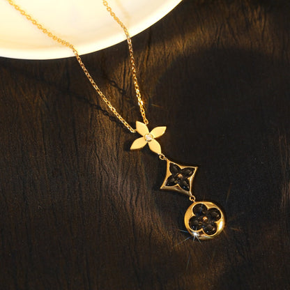 [⭐Luxery]STAR AND SUN ONYX PINK GOLD NECKLACE