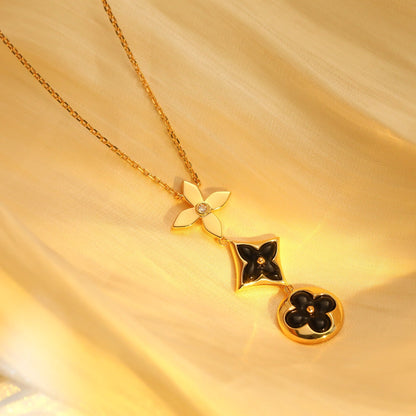 [⭐Luxery]STAR AND SUN ONYX PINK GOLD NECKLACE