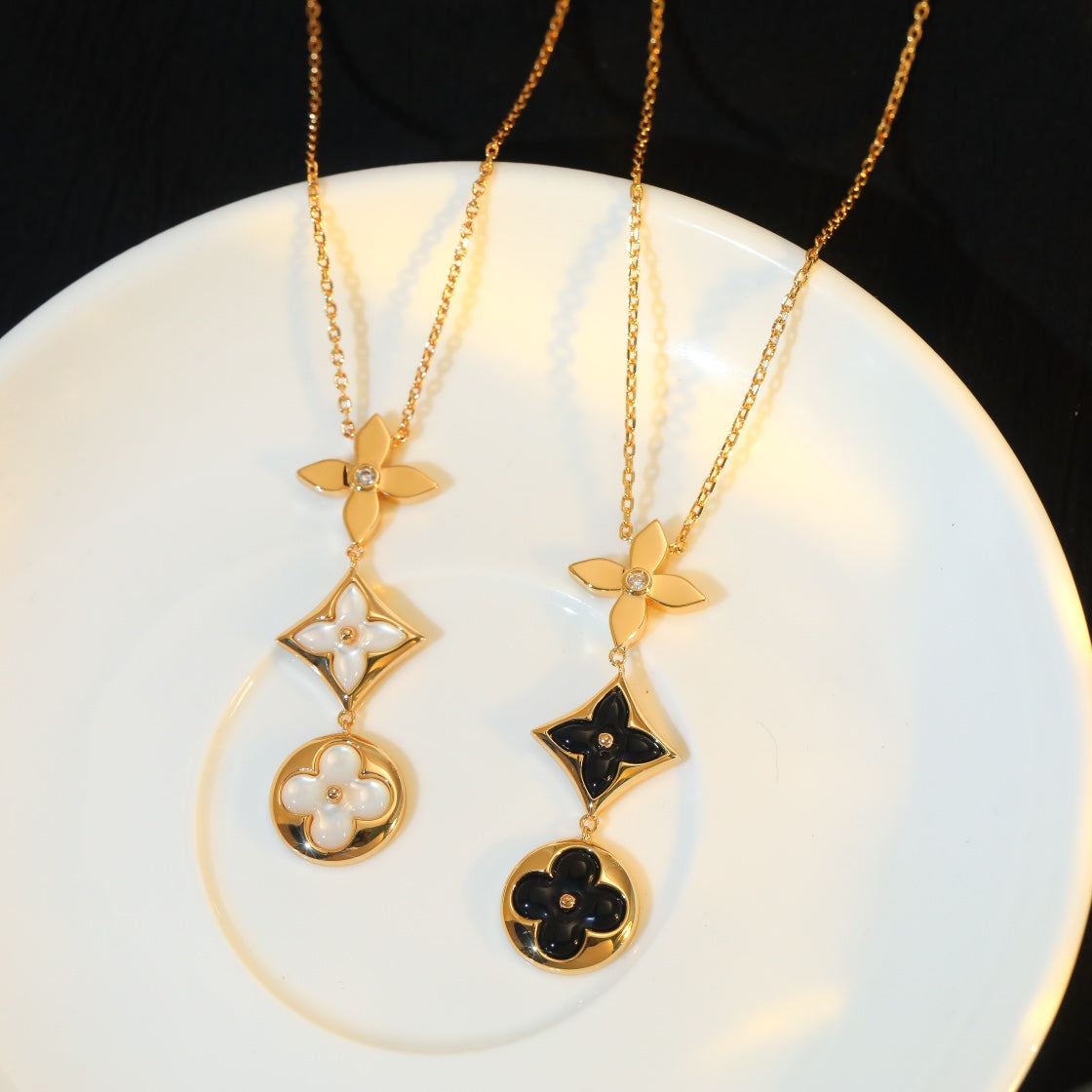 [⭐Luxery]STAR AND SUN ONYX PINK GOLD NECKLACE