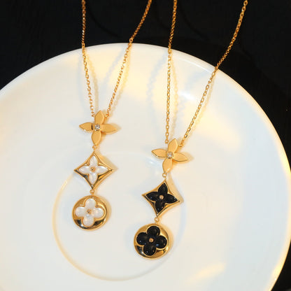 [⭐Luxery]STAR AND SUN ONYX PINK GOLD NECKLACE