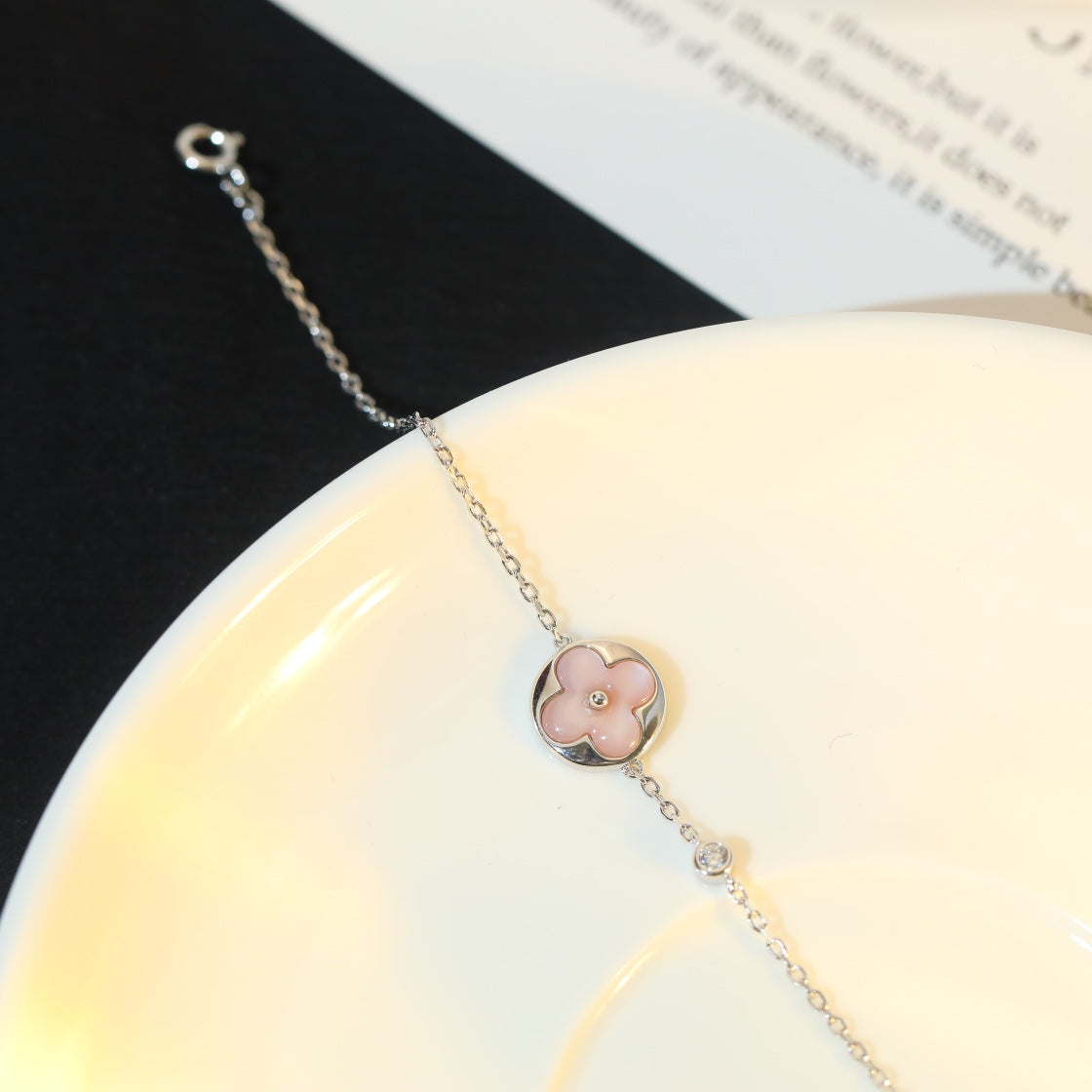 [⭐Luxery]SUN MOTIF PINK MOP SILVER BRACELET