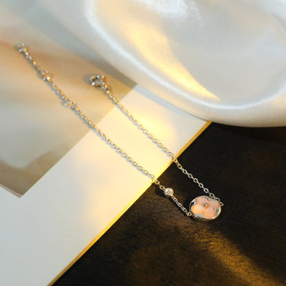 [⭐Luxery]SUN MOTIF PINK MOP SILVER BRACELET