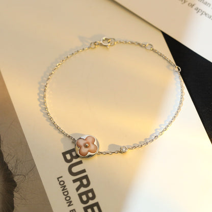 [⭐Luxery]SUN MOTIF PINK MOP SILVER BRACELET
