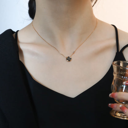 [⭐Luxery]SUN PEDANT PINK GOLD 1 DIAMOND NECKLACE