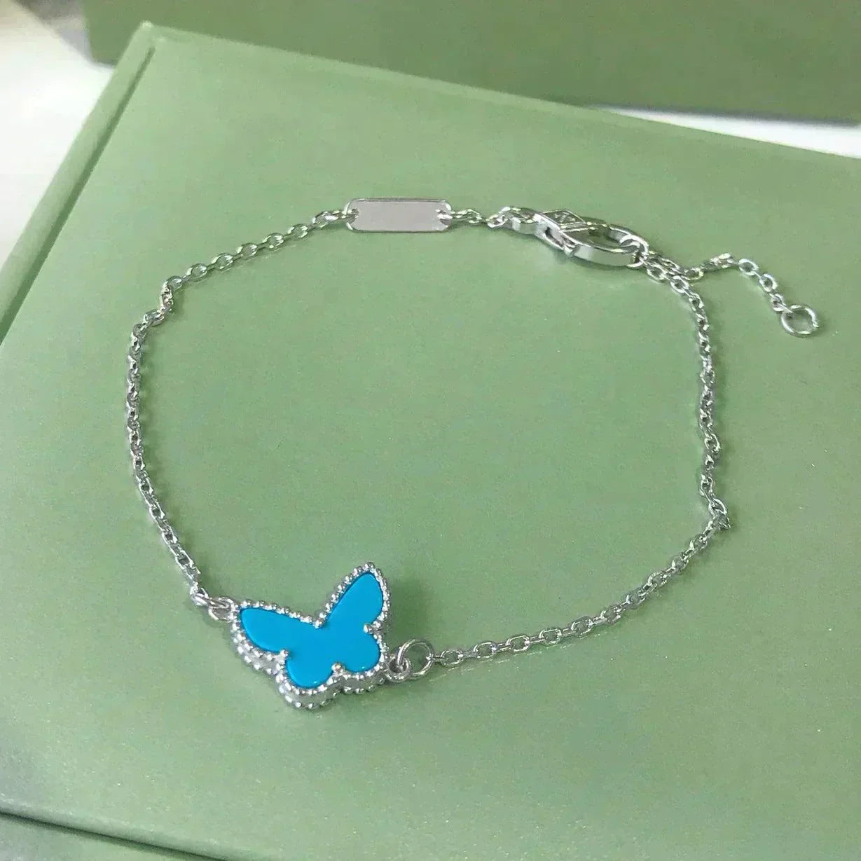 [⭐Luxery]BUTTERFLY TURQUOISE BUTTERFLY BRACELET SILVER