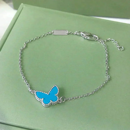 [⭐Luxery]BUTTERFLY TURQUOISE BUTTERFLY BRACELET SILVER