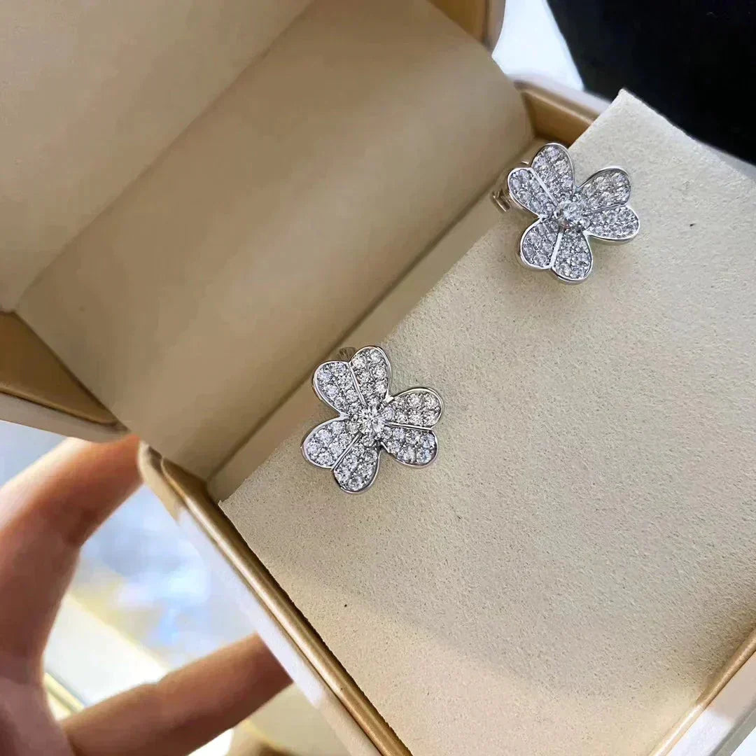 [⭐Luxery]CLOVER COMOS DIAMOND EARRINGS SILVER